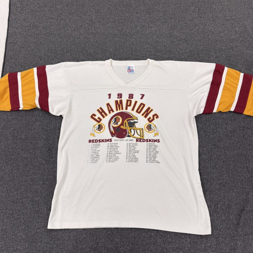 Vintage Washington Redskins Jersey T Shirt Size Large 1987 Champions Old Logo
